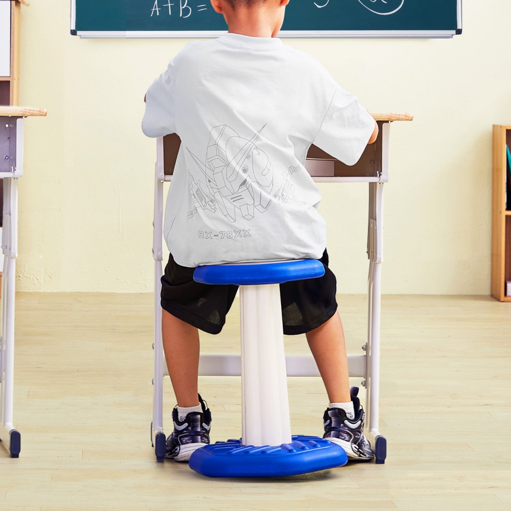 VEVOR Wackelstuhl für Kinder Wackelhocker mit Schwammkissen, Kinderhocker verbessert Konzentration, Haltung und beruhigt Kinder, 70 kg belastbar Wackelhocker aus HDPE ideal für Schulen Zuhause Blau