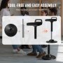VEVOR Aktivstuhl Wackelhocker Stehhocker mit Griff, höhenverstellbar (625-875 mm), Bürohocker aus elastischem Stoff & Schaumstoff, ideal für Schulen, Büro und Zuhause, 8° Neigungswinkel, Schwarz