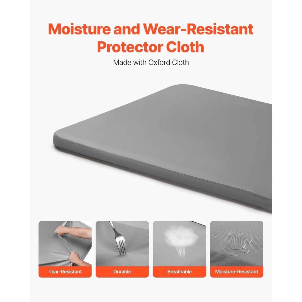 VEVOR Queen Size Bunkie Board, 1.5 in Bed Board Slats with 200D Oxford Cloth, Wooden Mattress Support for Queen Size Bed, Easy Assembly Support under Mattress, 4 Piece, Gray