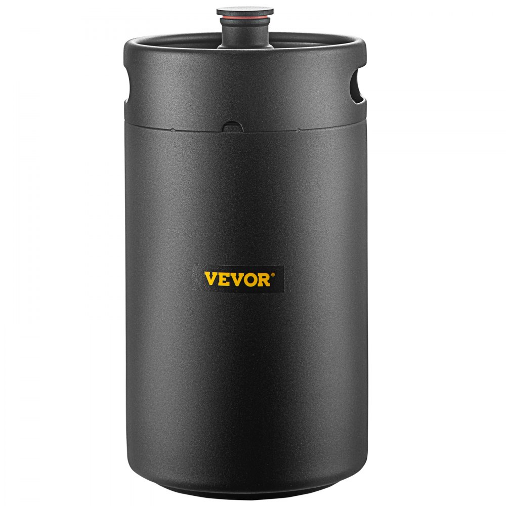 VEVOR Bierzapfanlage, 8 L Edelstahl 304 Fass Bierbraugerät, Schwarz Durchlaufkühler 4 kg Mini Fass Bier Growler, Hausbraueausführung mit doppelter Druckanzeige und auslaufsicherem Deckel