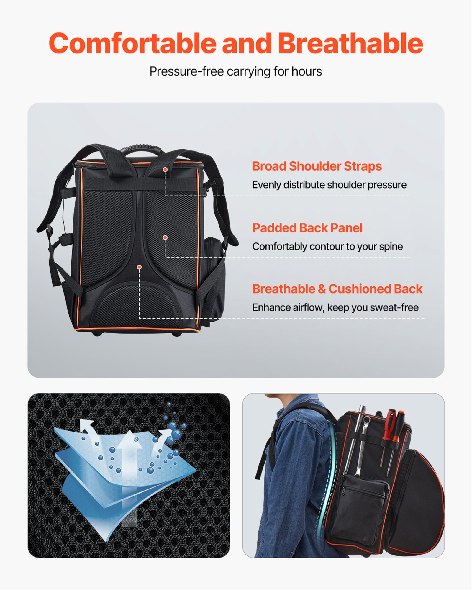 VEVOR Welding Backpack, 35.6L Welder Backpack for Tools and Helmet, 600D Polyester Extreme Gear Pack with Helmet Catch Bag, Multi-Purpose Gear Storage Bag for Welding, Outdoor Camping, Mountaineering