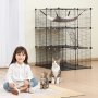 VEVOR 3-stöckiger Katzenkäfig, 711 x 711 x 1041 mm, abnehmbares DIY-Katzengehege aus Metalldraht, langlebig, mit großer Hängematte, 2 Rampenleitern, Metalldrahtkäfige für drinnen und draußen