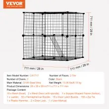 VEVOR 2-stöckiger Katzenkäfig Katzengehege Metalldrahtkäfig 711x711x711mm