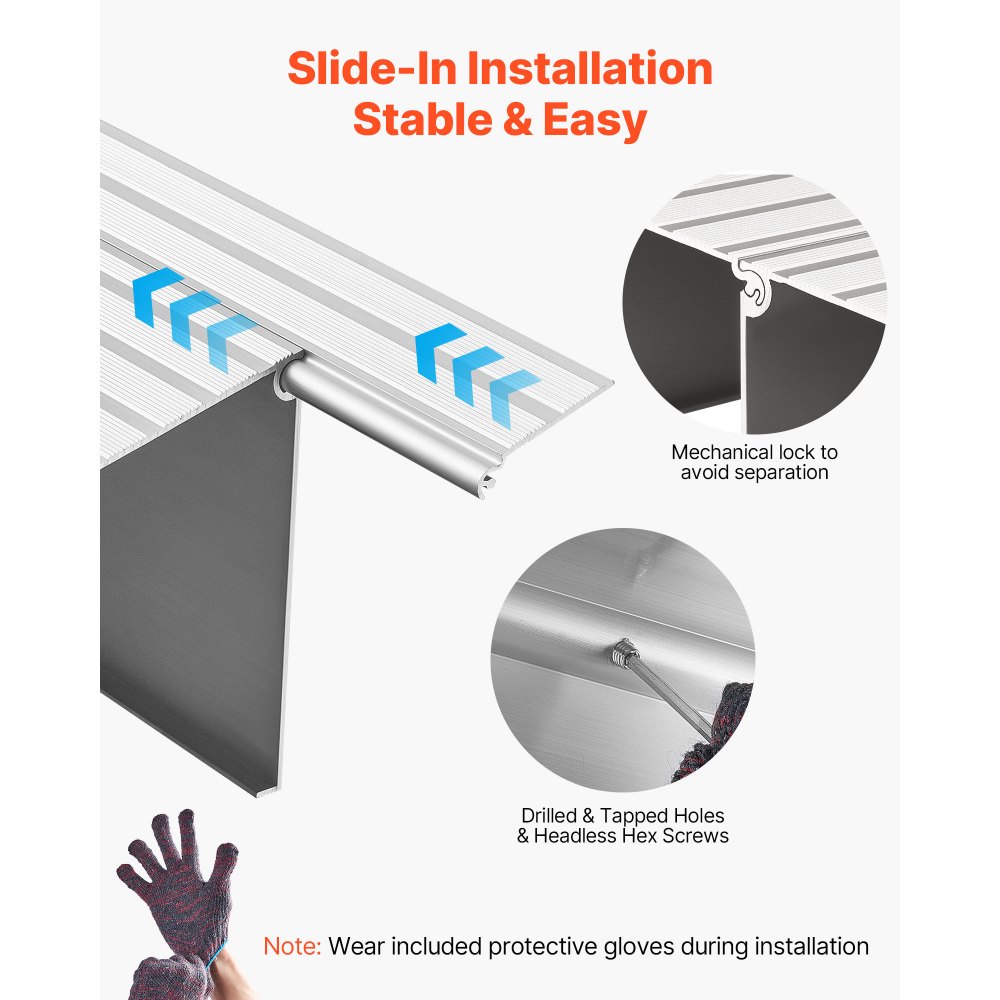 VEVOR Türschwellenrampe, 423x864x87 mm, Rollstuhlrampe aus Aluminiumlegierung mit einer Tragkraft von 360 kg, Bordsteinrampen für Heimtreppen für Rollstühle Roller Gehhilfen Fahrräder Dreiräder