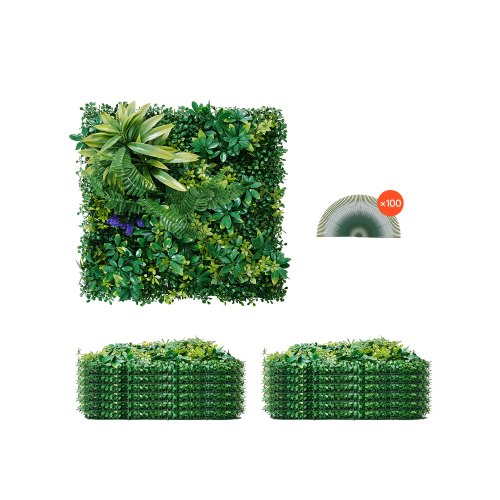 VEVOR Künstliche Hecke, 12 Stück, 500x500x50 mm, 3D-Kombination, Künstliche Pflanzenwand, grüne Dekoration & Efeu-Zaunbedeckung,