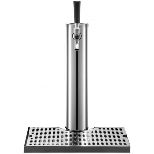 VEVOR Bierspender mit Zapfhahn 30 x 18 x 2 cm, 1,2 m Rohrlänge Getränkesäule, 5 kg Trinksäule Biersäule, Edelstahl Biersäule Zapfhahn, Bier Tower Wasserhahn Edelstahl, Kegerator Single Tap Silber