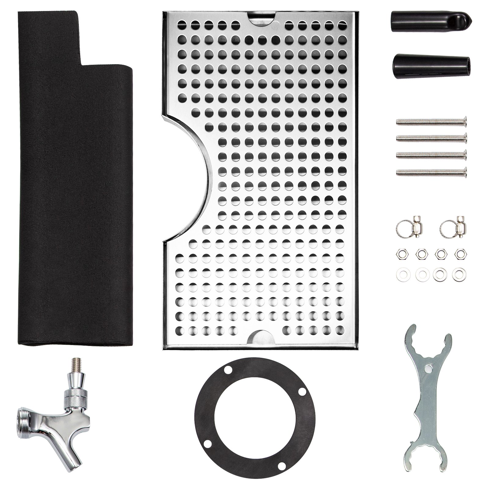 VEVOR Bierspender mit Zapfhahn 30 x 18 x 2 cm, 1,2 m Rohrlänge Getränkesäule, 5 kg Trinksäule Biersäule, Edelstahl Biersäule Zapfhahn, Bier Tower Wasserhahn Edelstahl, Kegerator Single Tap Silber