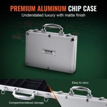 VEVOR Kunststoff Pokerchip-Set, 200-teiliges Pokerset Ungekennzeichnet, Pokerspielset mit Alu-Pokerkoffer, Karten, Knöpfe und Würfel, Komplett Set 6-7 Spieler für Texas Hold'em, Blackjack usw.