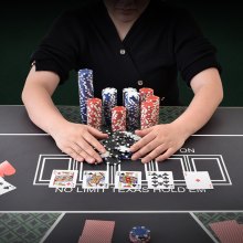 VEVOR Kunststoff Pokerchip-Set, 300-teiliges Pokerset Ungekennzeichnet, Pokerspielset mit Alu-Pokerkoffer, Karten, Knöpfe und Würfel, Komplett Set 7-8 Spieler für Texas Hold'em, Blackjack, usw.