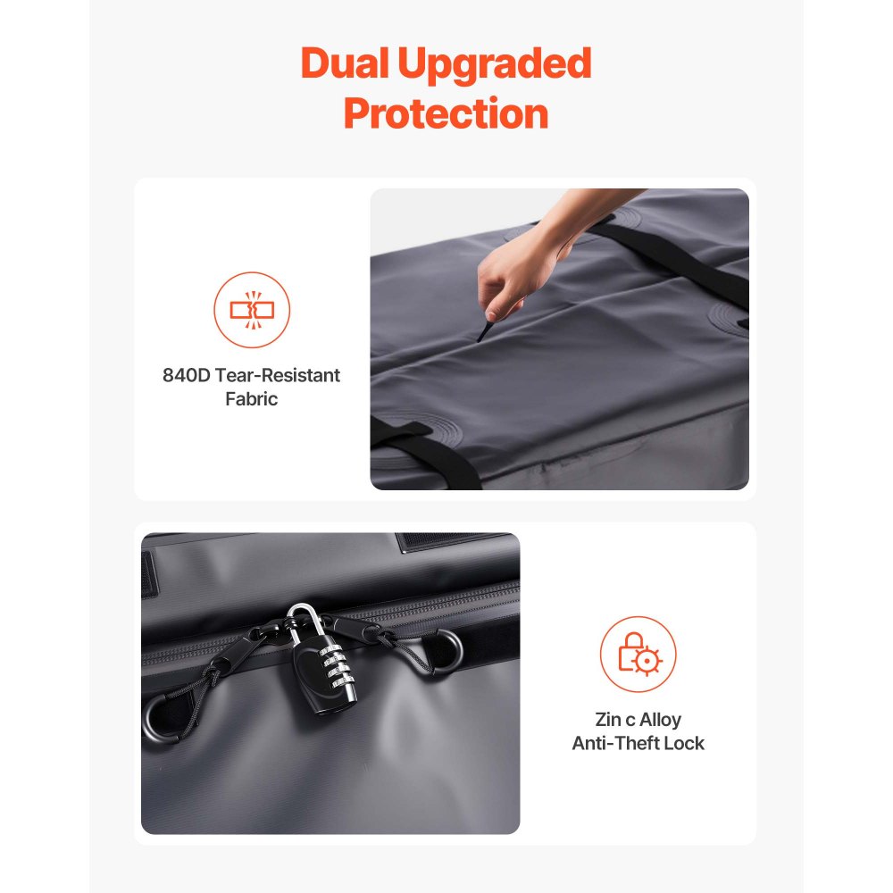 VEVOR Gepäckträgertasche für Anhängerkupplung aus wasserdichtes 840D-PVC (0,85 m³), Gepäcktasche zur Aufbewahrung auf der Ladefläche von Lkws mit verstärkten Gurten für PKW SUVs Vans Schwarz