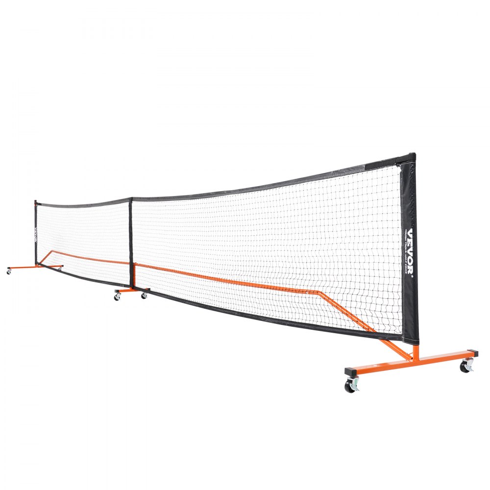 VEVOR Pickleball-Netz-Set, Tragbares Pickleball-System in Regulärer Größe mit Tragetasche, Bällen und Rädern, Wetterbeständigem, Stabilem Metallrahmen & Starkem PE-Netz 6720x730x945mm