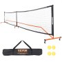 VEVOR Pickleball-Netz-Set, Tragbares Pickleball-System in Regulärer Größe mit Tragetasche, Bällen und Rädern, Wetterbeständigem, Stabilem Metallrahmen & Starkem PE-Netz 6720x730x945mm