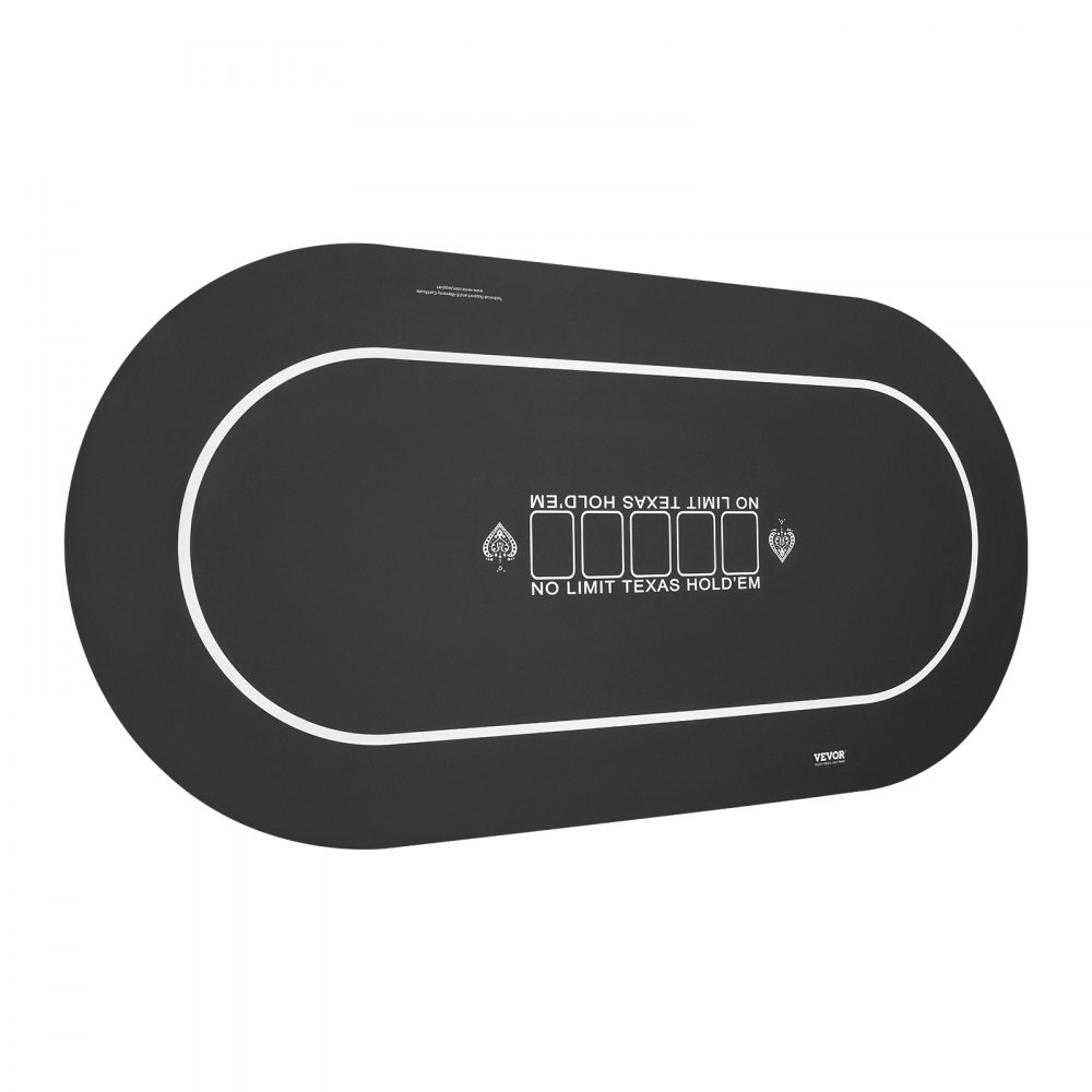 VEVOR Pokermatte Pokertischplatte, 180 x 90 cm Pokertischauflage, 6–8 Spieler, faltbare Pokertischplatte mit Tragetasche, tragbarer Pokertisch Pokerteppich für Pokerspiele, Pokerraum, oval, schwarz