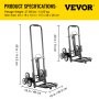 VEVOR Stahl Treppensteiger-Sackkarre 01-02 Transportrodel Treppensteiger 46 x 25,5 cm, Treppensteigwagen Tragbarer Hoch 45 - 29 Zoll  Klappwagen Kapazität 330 Pfund, Handwagen mit 5 Zoll Rädern
