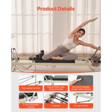 VEVOR Faltbare Pilates Reformer Pilates Bett Maschine Heim-Fitnessstudio 181kg