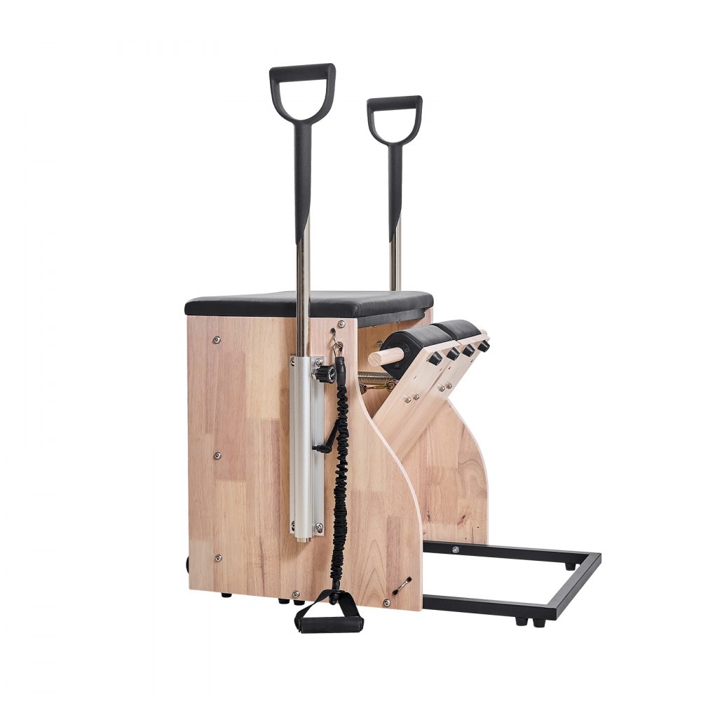 VEVOR Pilates-Stuhl, Kombi-Stühle mit geteilten Pedalen und Griffen, Yoga-Fitnesstrainer mit Rahmen aus Gummibaumholz, Trainingsreformer, Pilates-Widerstandstrainingsgerät für Training