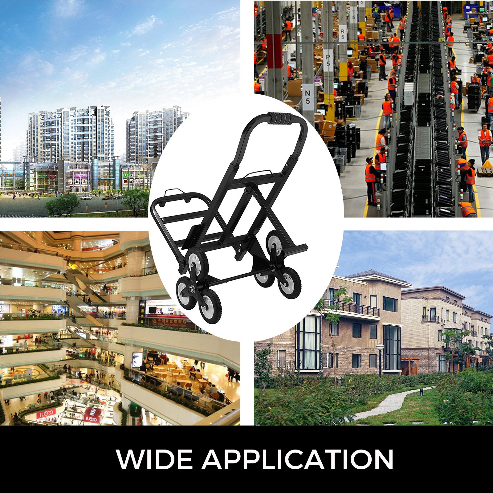 190kg Treppensteiger Sackkarre Kletterwagen 6 Räder Stapelkarre Treppenkarre