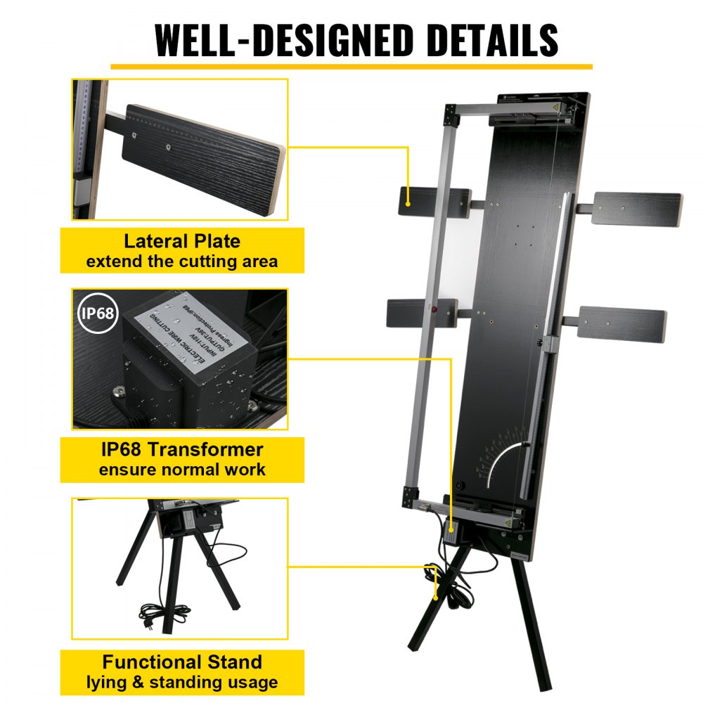 VEVOR Styroporschneider 200W Styrocutter 127cm max. Länge 0-90 ° mit Ständer