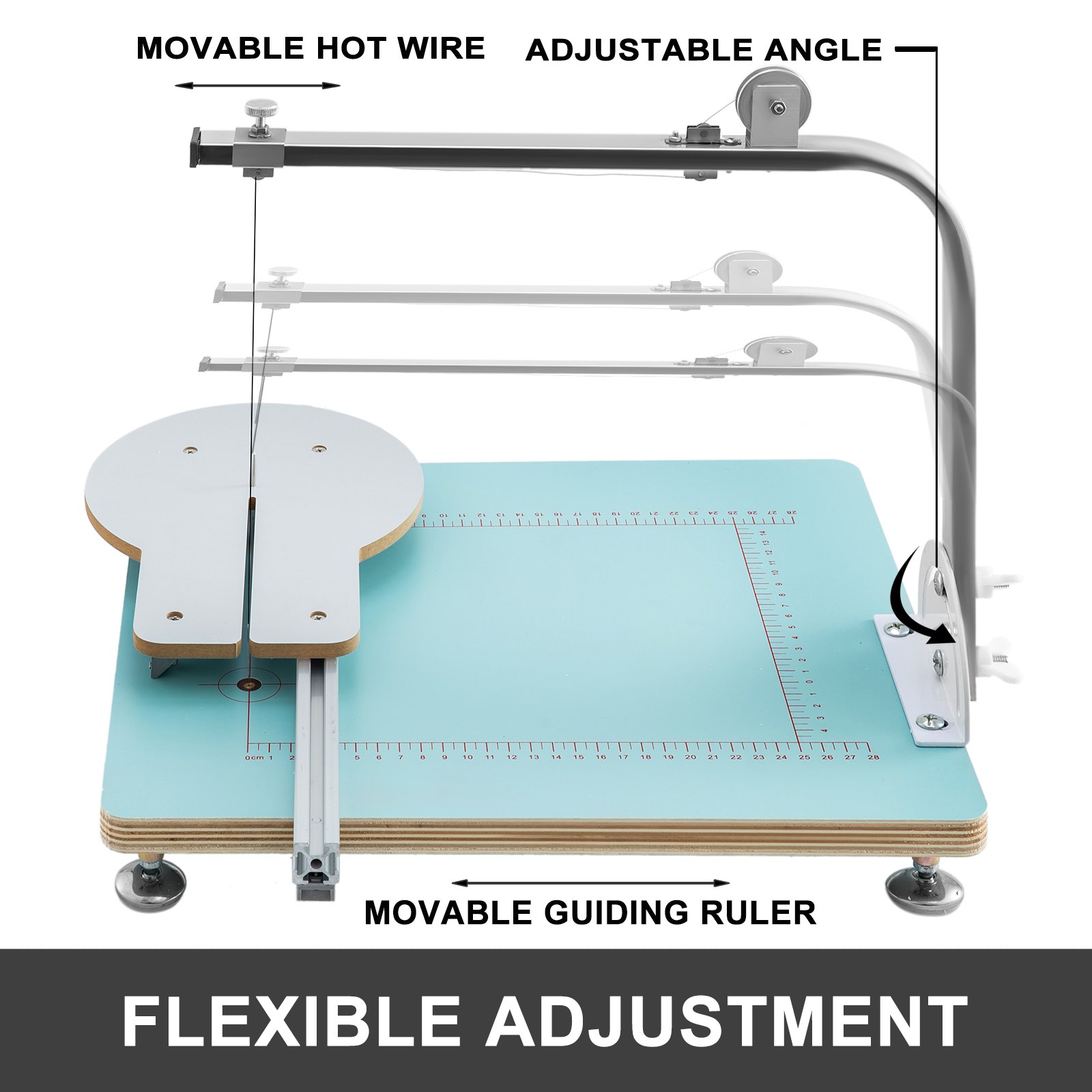 VEVOR Heißdrahtschneider Schaumstoffschneidemaschine 20CM Foam Cutting Machine Hot Wire Foam Cutter Einstellbare Temperatur Skalierte Werkbank 77 x 36 x 35,5 cm