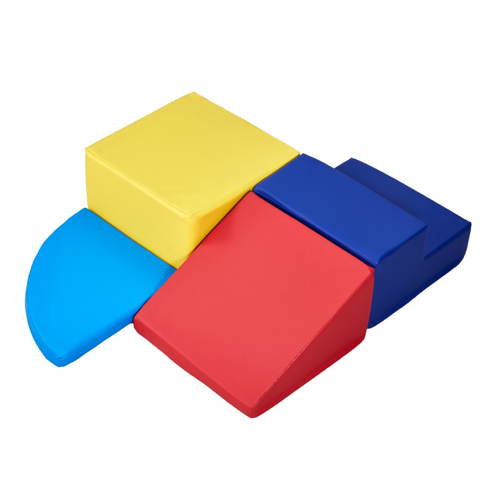 VEVOR Soft Building Blocks, 4-Piece Set, Foam Building Blocks for Toddlers from 6 Months to 3 Years, Large Building Blocks Made of PU Leather, Indoor Climbing & Crawling Activity Playset for Crawling & Sliding