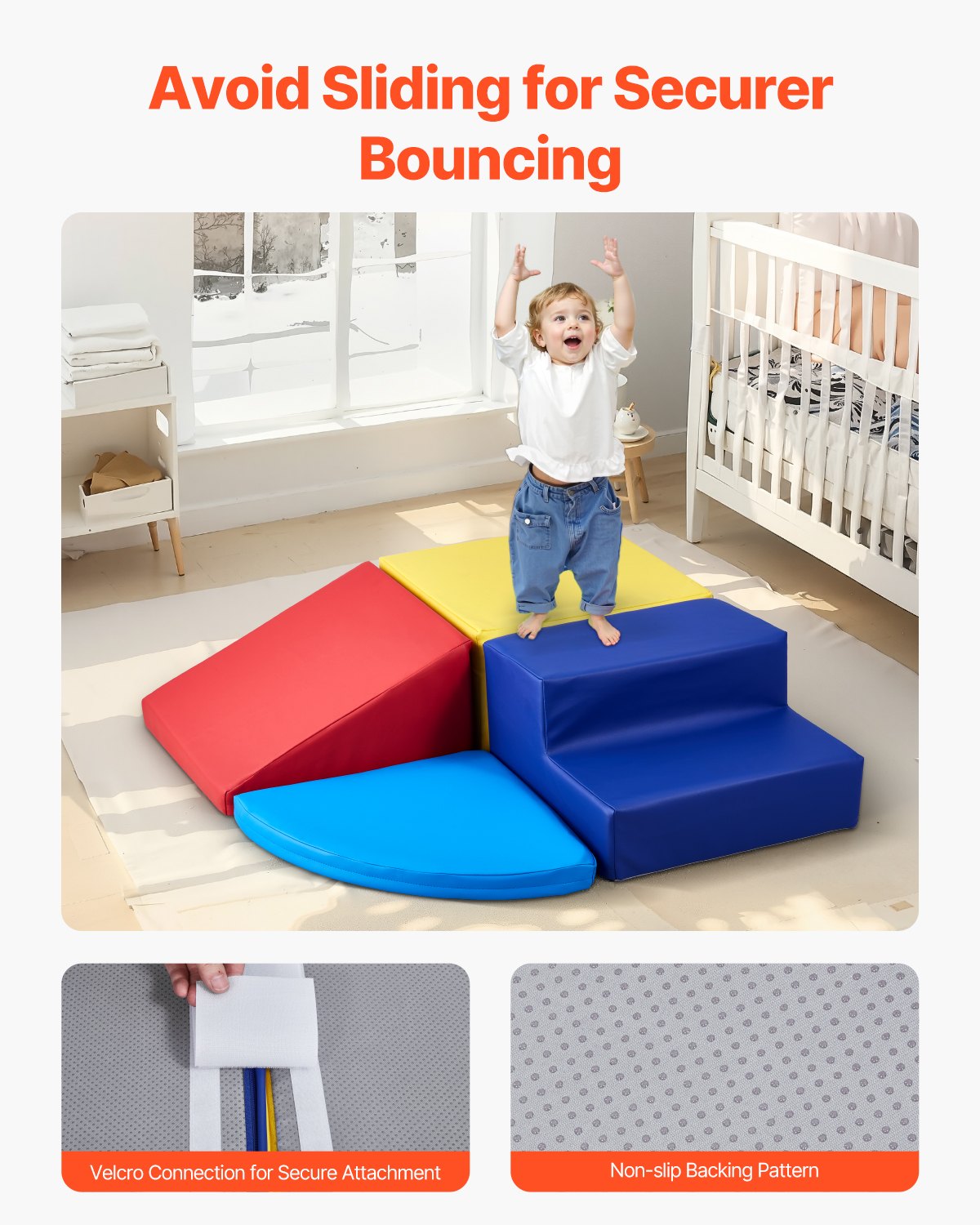 VEVOR Soft Building Blocks, 4-Piece Set, Foam Building Blocks for Toddlers from 6 Months to 3 Years, Large Building Blocks Made of PU Leather, Indoor Climbing & Crawling Activity Playset for Crawling & Sliding