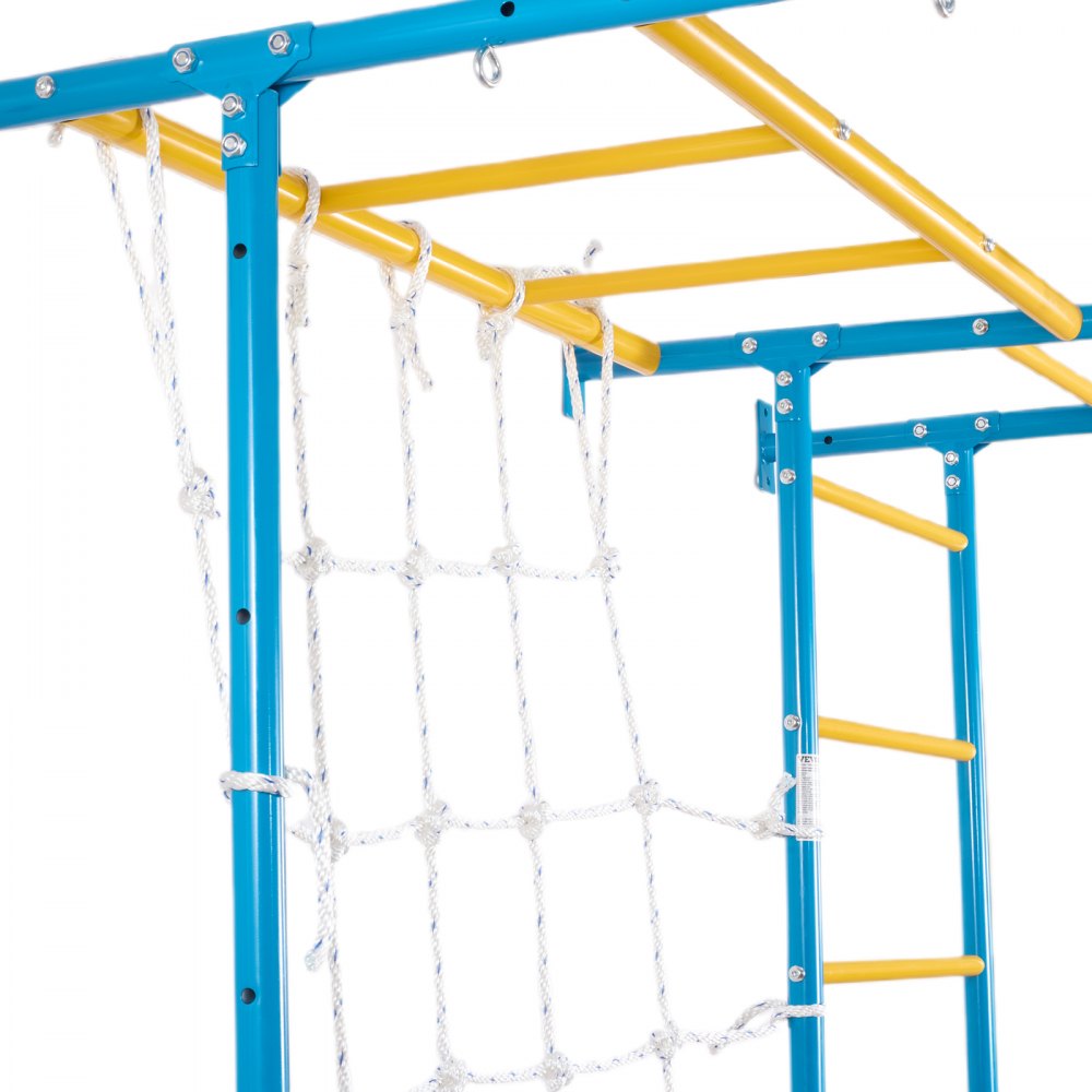 VEVOR Sprossenwand Turnwand Klettergerüst für Kleinkinder, 7-in-1-Kletterspielset mit schwedischer Leiter aus Karbonstahl, Klimmzugstange & Strickleiter & Turnringen 100 kg belastbar mehrfarbig