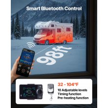 VEVOR Dieselheizung 8 kW DC 12 V tragbarer All in One Diesel-Lufterhitzer mit Bluetooth-App-Steuerung, Fernbedienung & LCD-Bildschirm, 4,5 L Kraftstofftank für Fahrzeuge Transporter Wohnmobile