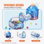 VEVOR 3-in-1-Kinderspielzelt mit Tunnel für Jungen Mädchen Babys und Kleinkinder Pop-Up-Spielhaus für drinnen und draußen mit Tragetasche und Bindebändern königsblaues Raketenthema