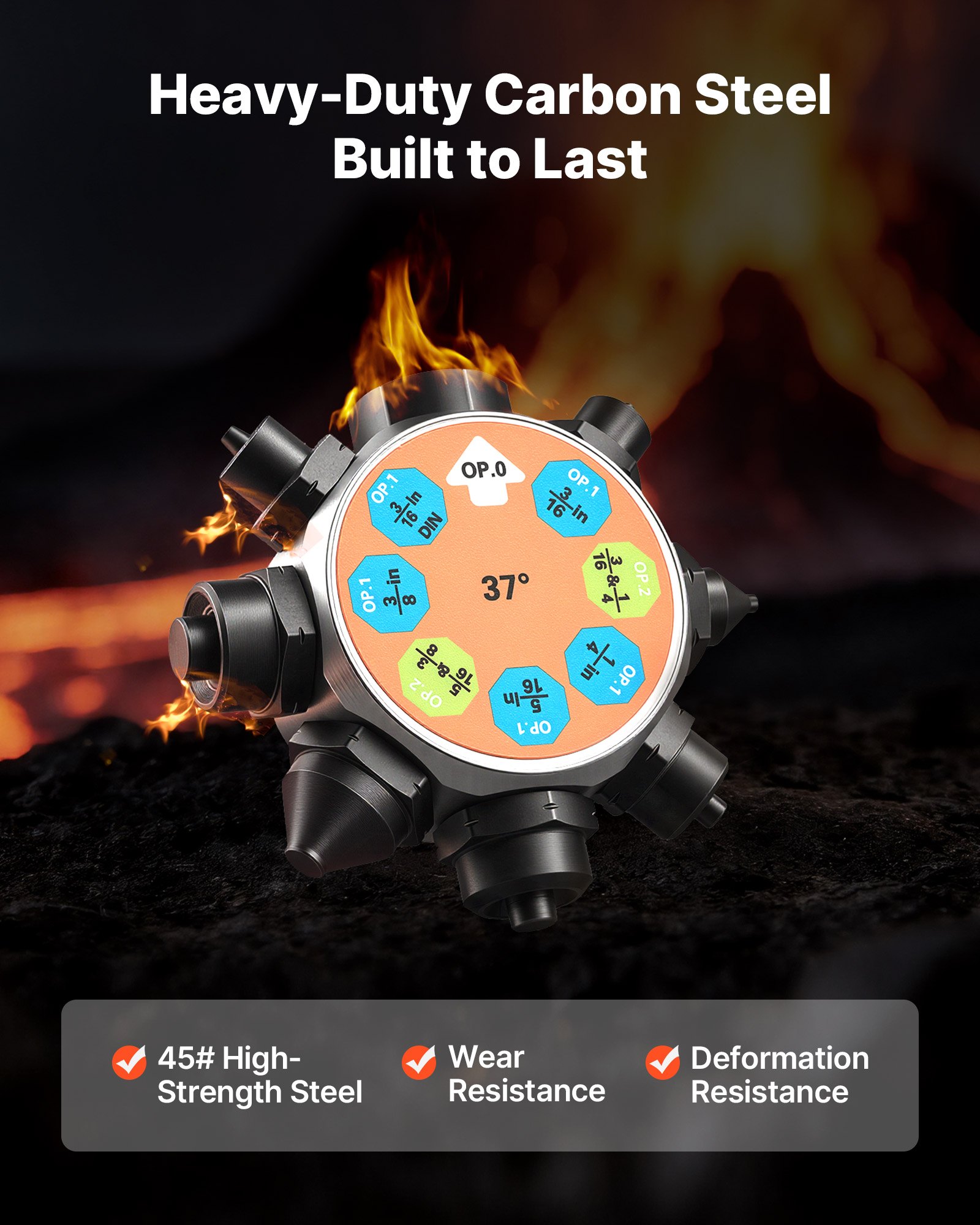 VEVOR 8 tlg. Bremsleitung Bördelgerät Set, 37°/45° Bördelwerkzeug für Doppel- & Bubblebördelung, Rohraufweiter mit 4 Satz Matrizen für 4,76-9,52mm Außendurchmesser, Bremsleitung Reparatursatz für KFZ
