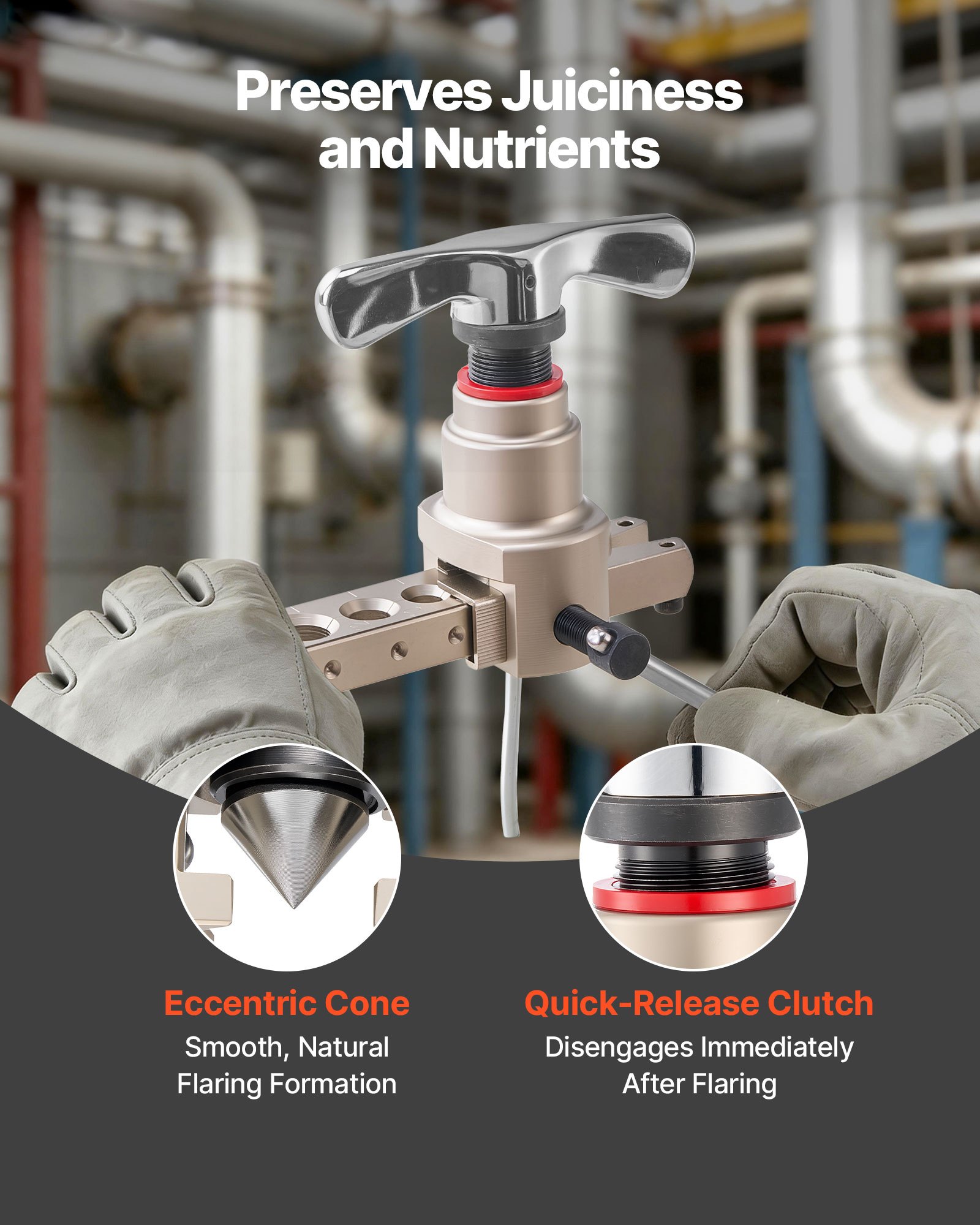 VEVOR 5 tlg. Bördelwerkzeuge Set, 45° Exzentrisches Bördelgerät für Einzelbördelung, HVAC-Bördel mit Rohrschneider & Werkzeugkasten für 6-19 mm Kupfer- & Aluminiumrohre, Reparatursatz für Kilmaanlagen