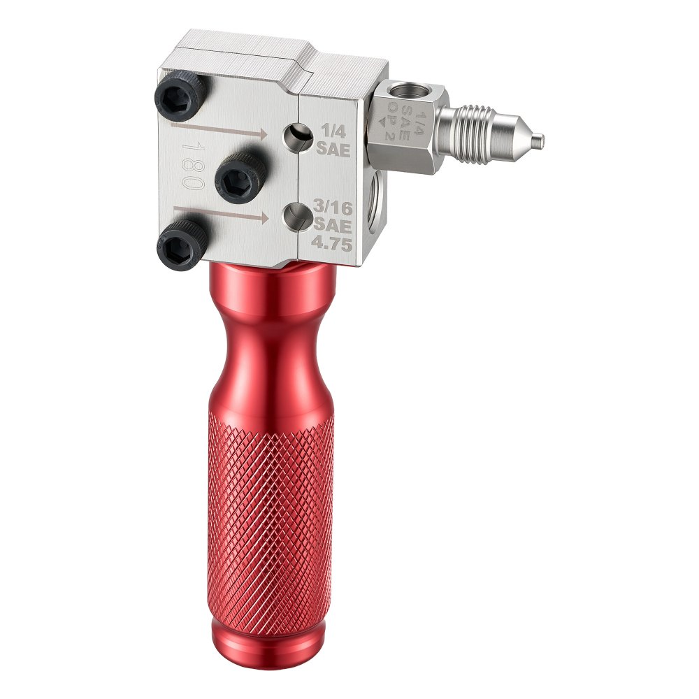 VEVOR 6 tlg. Bremsleitung Bördelgerät Set, 45° Bördelwerkzeug für Einfach- & Doppelbördelung, Rohraufweiter mit 2 Formmatrizen für 4,75mm & 6,35mm Außendurchmesser, Bremsleitung Reparatursatz für KFZ