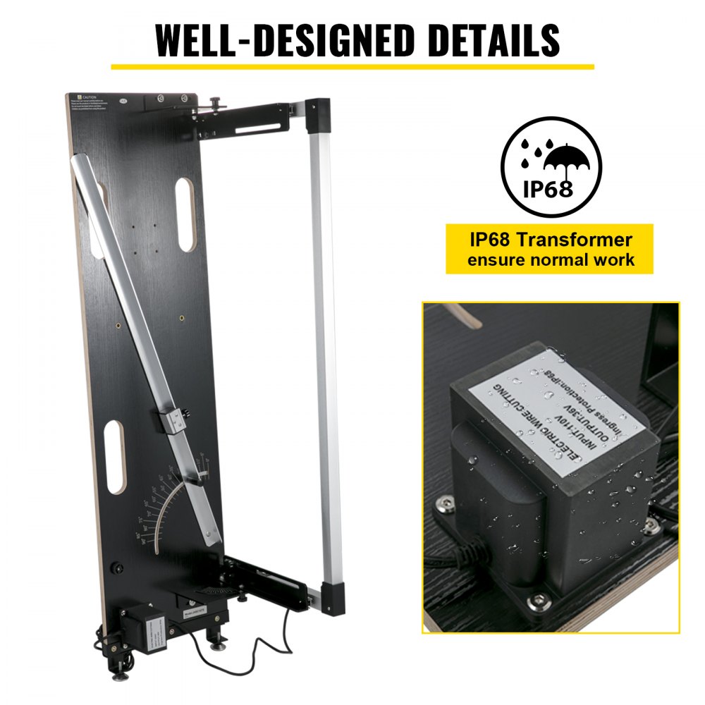 VEVOR Styroporschneider IP 68, 160W Schaumschneider, Styrocutter mit Nichrom-Heizdraht und Ständer, 36 V Ausgangsspannung, Schnittdicke 420 mm Nut-Maschine für Perlenbaumwolle, Schwamm verdrängte