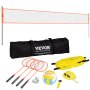 VEVOR Volleyball Net, Height-Adjustable Badminton Net, 91.44 x 970 cm, Portable Beach Volleyball Net, Orange Volleyball Net, Foldable Volleyball Net with Volleyball, Carrying Bag & Badminton Racket