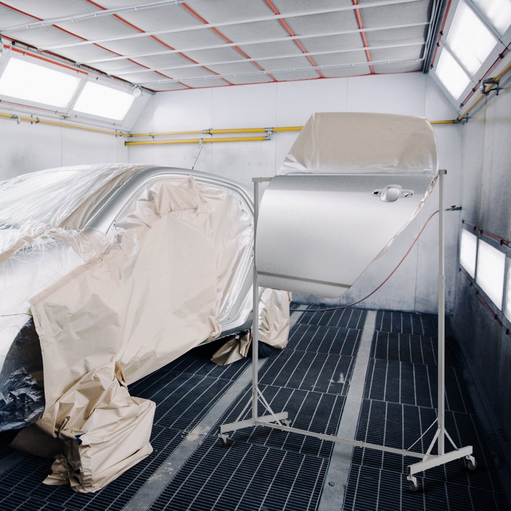 VEVOR Lackierständer, 1,5 - 2,1 m höhenverstellbar, 30 kg Tragkraft, Lackierständer für Autos, Lackiertrocknerständer mit 8 Haken und 4 Schwenkrädern, Karosserieständer für Autowerkstätten und Garagen