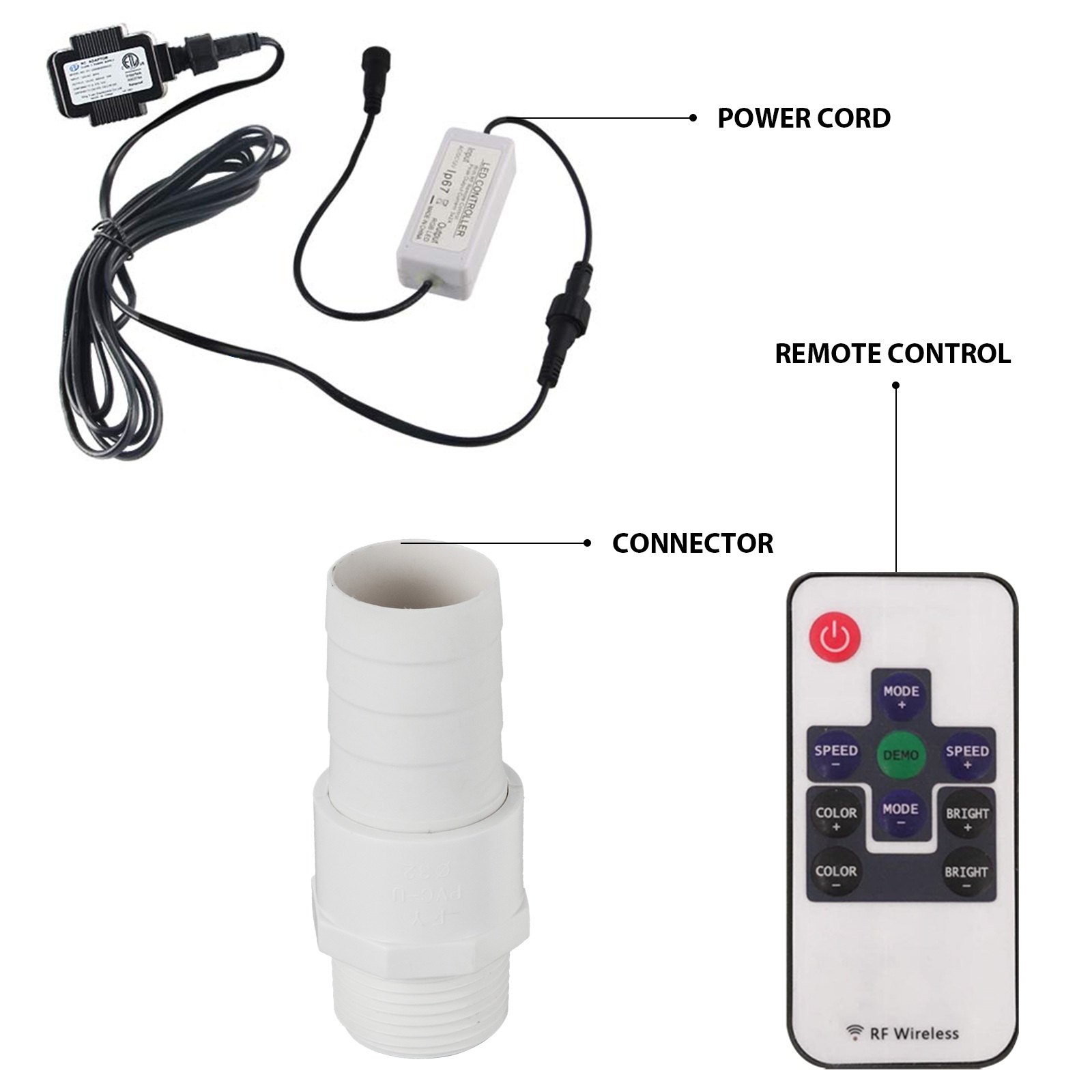 VEVOR Schwalldusche Poolfontäne LED 17,7"x4,5"x3,1" Poolbrunnen 1,3" Wasserfontäne 0,87" Dekoration Gartenteich