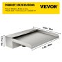 VEVOR Wasserfall Pool aus Edelstahl Wasserfall Fontäne 30x26x8cm Schwallbrause 37mm Wassereinlass Schwalldusche Robust und Korrosionsbeständig Kompatibel mit Tauchpumpen Ideal für Garten Hof Terrasse
