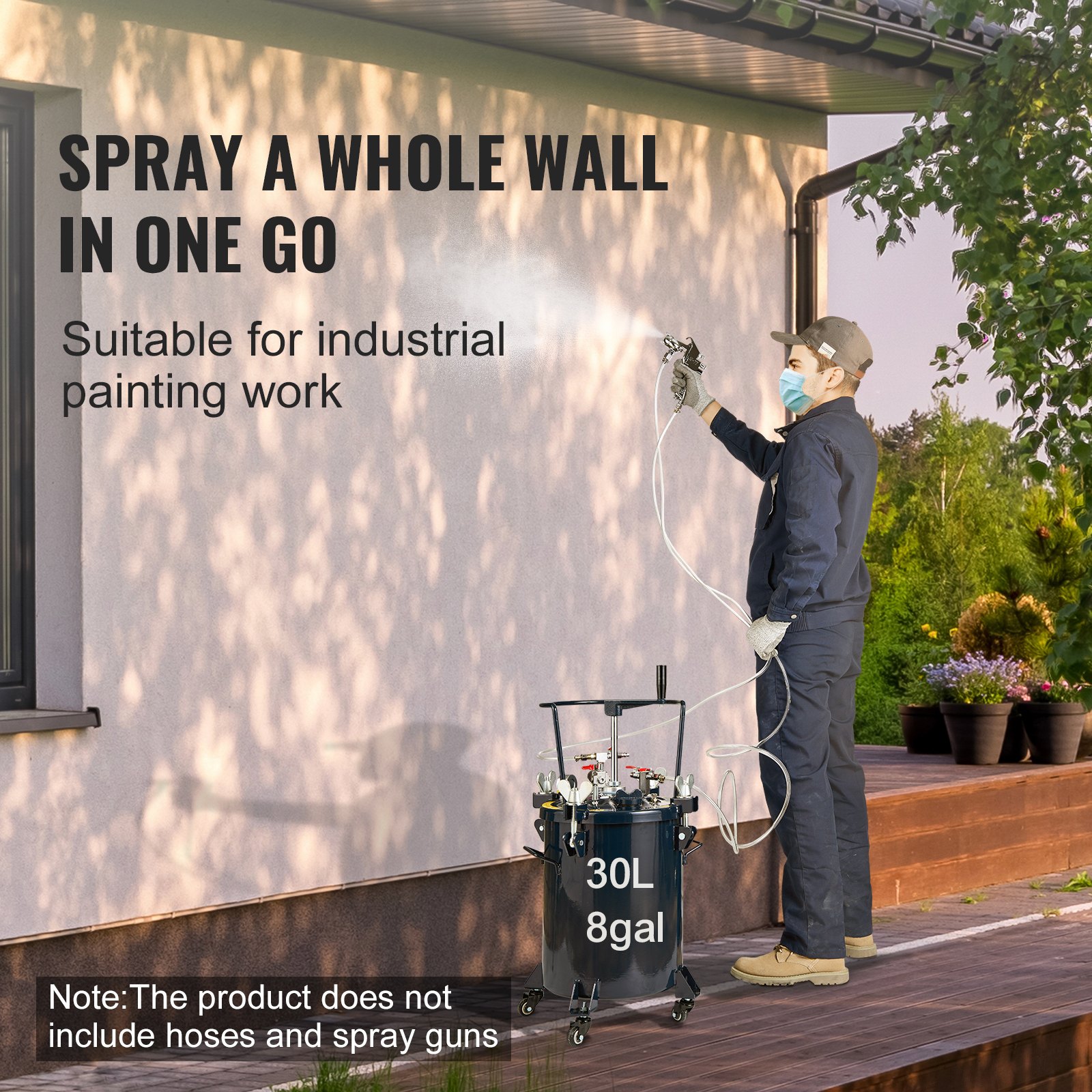 VEVOR Druckbehälter Farbbehälter Sprühfarbe Drucktopf 30 L Drucktank, 70 psi Lackierpistole Farbbehälter Φ 80 x 42,5 cm Spray Paint Pressure Pot Tank Paint Container Farbspritzpistolen Lacken, Flecken