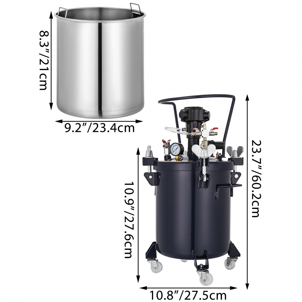10l Paint Bucket Spray Pressure Pot Tank Sprühfarbe Automatisch Luftmischrührer