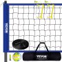 VEVOR Volleyballnetz Höhenverstellbares Volleyballnetz Set, 9,7 x 2,4 m Tragbarer Beachvolleyball-Netz, Blau Volleyballnetz Faltbare Volleyballnetz mit Volleyball & Tragetasche, für Garten, Strand