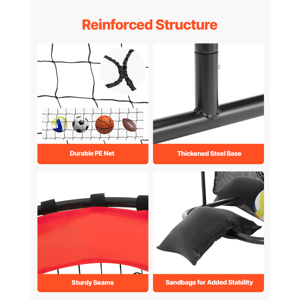 VEVOR Volleyball Trainingsnetz, winkel- und höhenverstellbarer Volleyballtrainer, tragbares Übungsnetz mit Wagen & Rädern & Tragetasche, professionelles Aufschlag & Schmettertraining