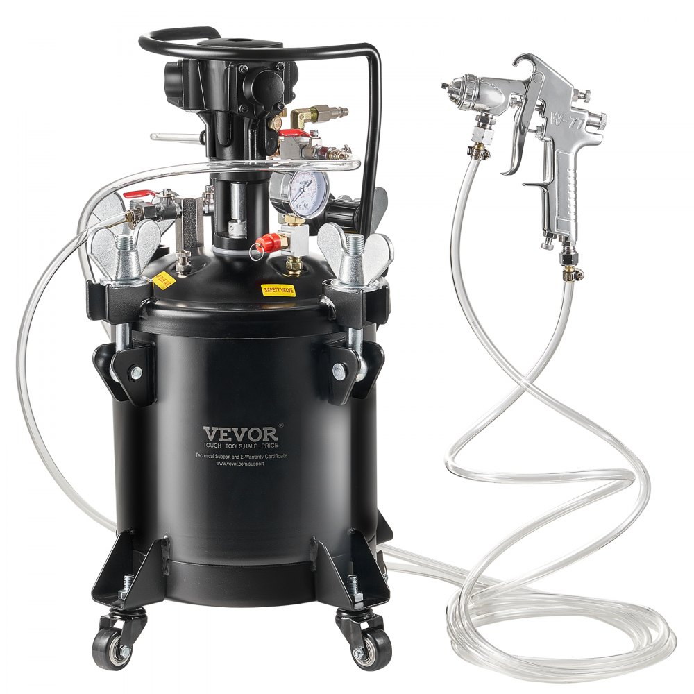 VEVOR Pressure Tank for Spray Paint, 10 L Fully Automatic Pressure Tank with Stirring Function, 70 psi Adjustable Pressure, Pressure Tank, Paint Container with Spray Gun and Hoses, for Painting etc.