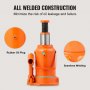 VEVOR 12 t Stempelwagenheber Flaschen-Wagenheber Hydraulikheber Stempelheber für PKW SUV 190–355 mm Kompakt-Wagenheber Unterstellheber Tragbarer Hydraulikzylinder Hydraulikheber Orange Stempelheber