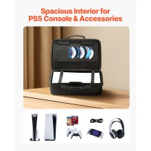 VEVOR PS5 Tragetasche Reisetasche für Playstation 5 EVA-Weichfutter 42x21x30cm