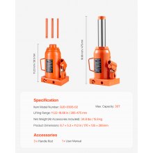 VEVOR Hydraulischer Wagenheber 30t Manueller Stempelwagenheber 285-475mm