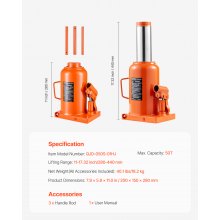 VEVOR Hydraulischer Wagenheber 50t Manueller Stempelwagenheber Werkstatt 28-44cm