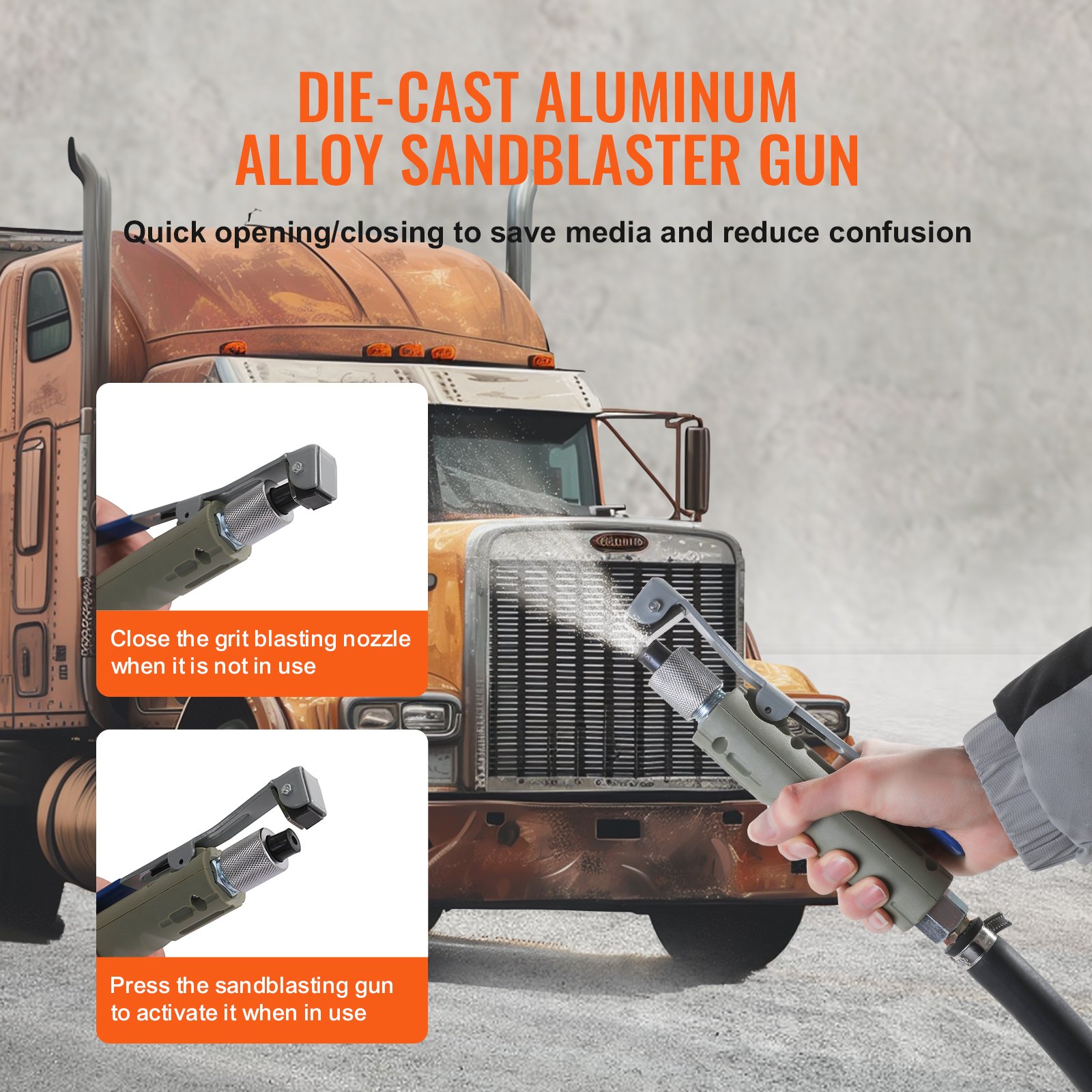 VEVOR Mobiles Sandstrahlgerät 18,92 L Sandstrahlanlage 243,84 cm ArbeitsschlauchSandstrahler 60–110 PSI Arbeitsdruck ideal zum Entfernen von Rost, Farbe, Flecken und das Polieren großer Flächen