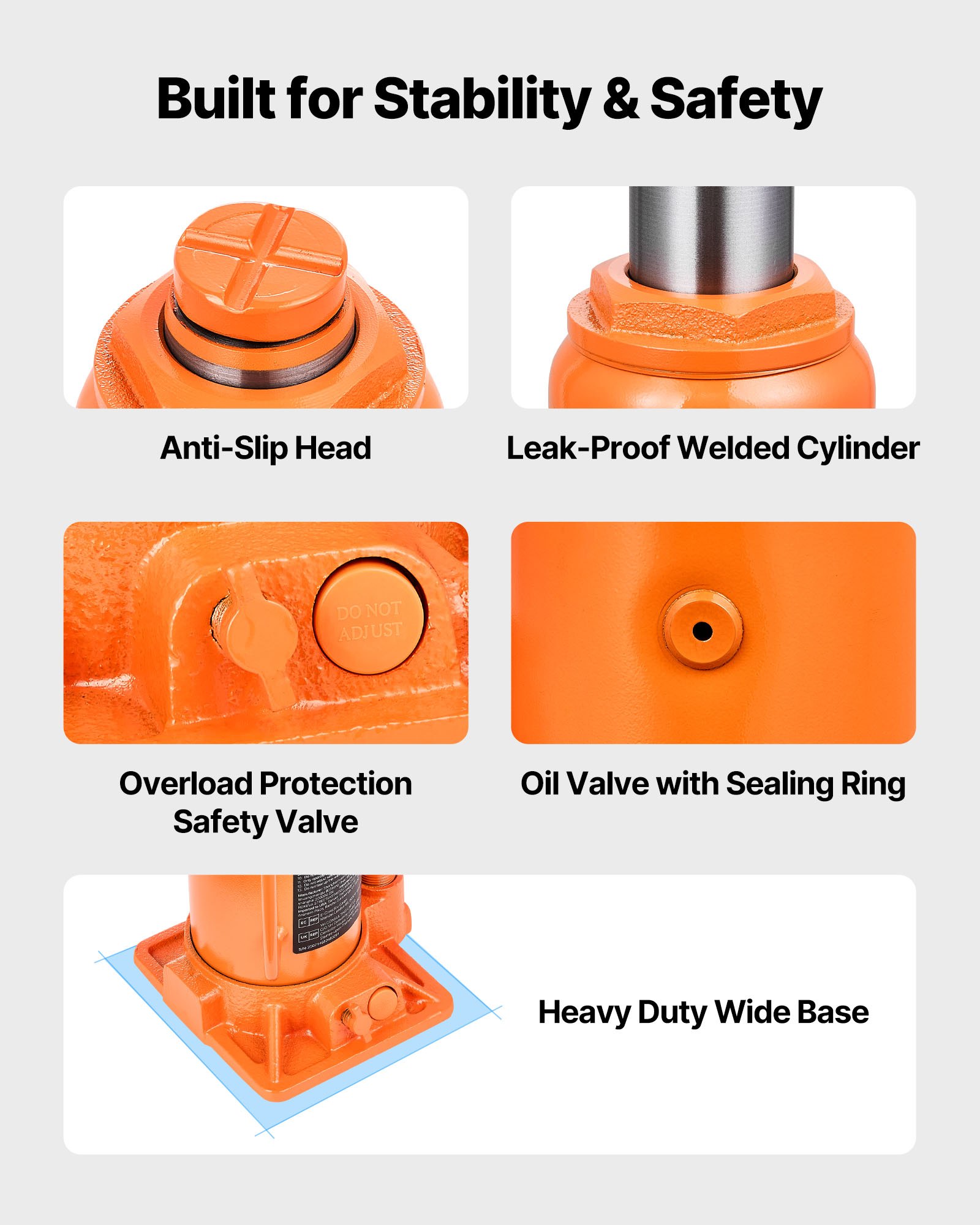 VEVOR hydraulischer Wagenheber Flaschenwagenheber 12 t 205–400 mm Hubbereich, Hochleistungs-Stempelwagenheber für Auto SUV Pickup Autoreparatur Hauslift landwirtschaftliche Geräte, Orange