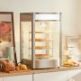 VEVOR Kommerzieller Speisenwärmer für 14-Zoll-Pizza, 4-stufiger Pizzawärmer mit rotierender Dampfheizung, 30℃~85℃ Temperaturregelung und Temperaturanzeige, 25 W Ofenlicht + obere LED für Pizzeria, Restaurant