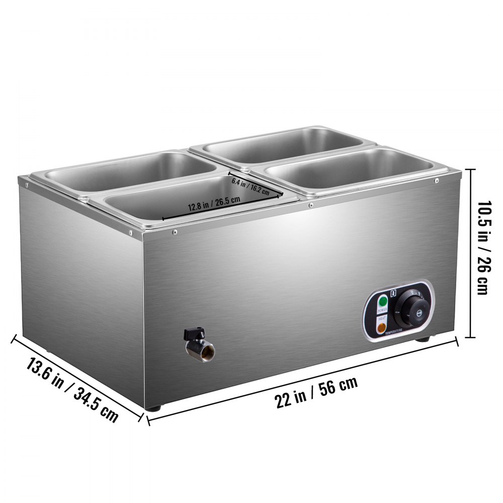 Vevor Chafing Dish Speisenwärmer Edelstahl Warmhaltebehälter 4 Wärmebehälter