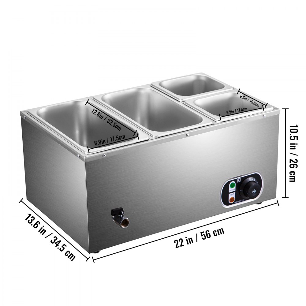 Vevor Speisewärmer Edelstahl Warmhaltebehälter 4xbehälter Wärmebehälter Set